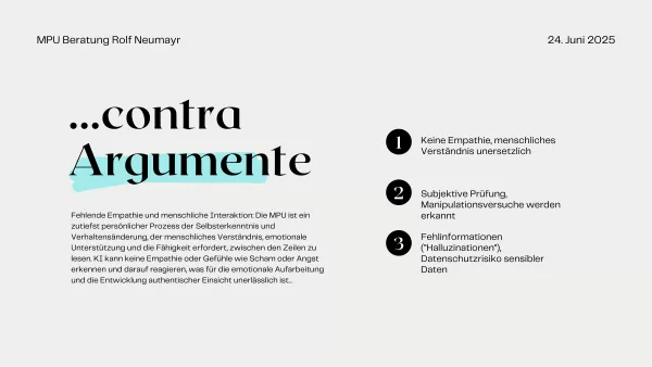 MPU mit KI - contra Argumente